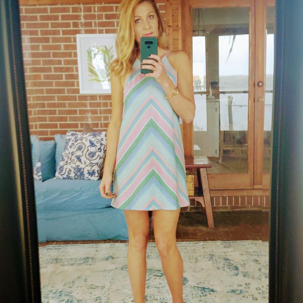 ❤Pastel chevron stripes shift summer dress